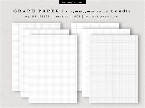 A4 Us Letter Graph Paper Pdf Printable 10mm 5mm 125mm Etsy