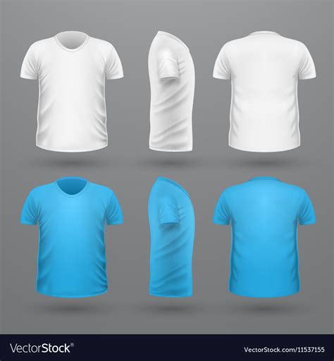 T Shirt Template Set Front Side Back View Vector Image