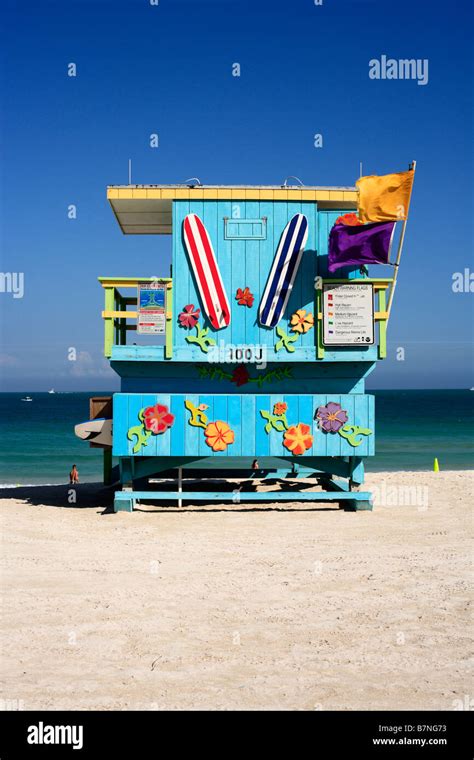 A Colorful Lifeguard Station On Miami Beach Florida Stock Photo Alamy