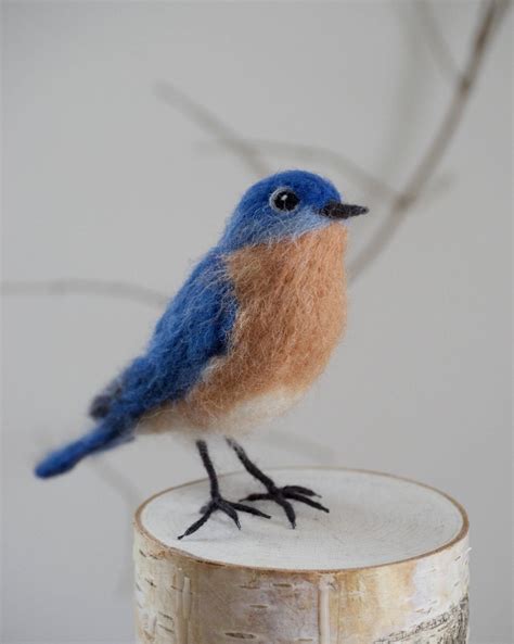 Needle Felted Bluebird Realistic Life Sized Eastern Bluebird Made To