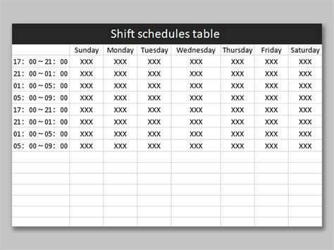 Excel Of Shift Schedules Tablexlsx Wps Free Templates