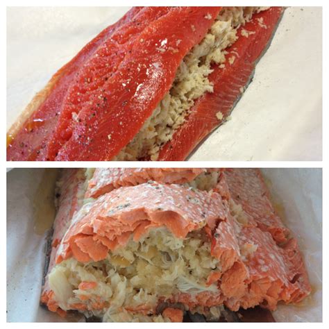 Working on the thickest side, start about a quarter of an inch in from one edge, slice place in an oven preheated to 350°f and bake for approximately 30 minutes or until the internal temperature of the stuffing reaches 145°f. Costco Salmon Stuffing Recipe - Crab-Stuffed Salmon | Crab ...