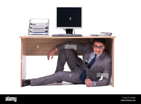 Person Hiding Under Desk Hi Res Stock Photography And Images Alamy