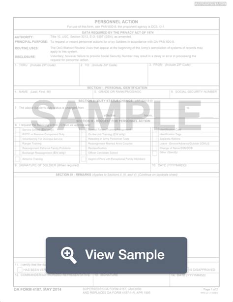 Fillable Da Form 4187 Free Pdf And Word Samples Formswift