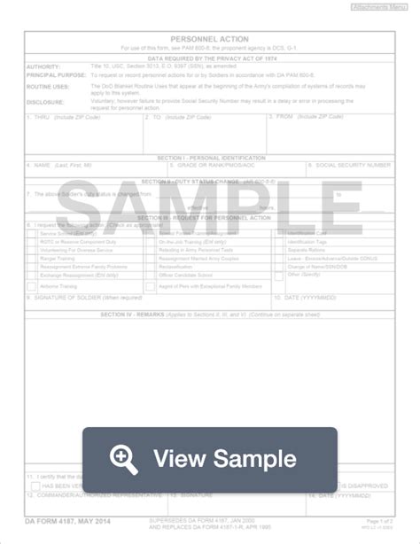 Da Form 4187 Fillable Word Printable Forms Free Online