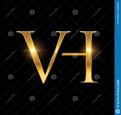 Golden Vh Monogram Initial Logo Sign Stock Vector Illustration Of