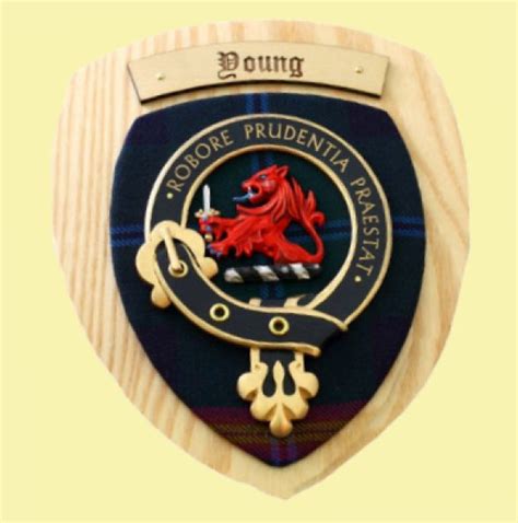 Young Clan Crest Tartan 7 X 8 Woodcarver Wooden Wall Plaque For