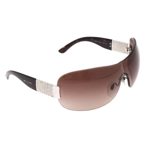 Bvlgari Black Shield Womens Sunglasses With Tubogas Motiv And Swarovski Crystals Bvlgari The