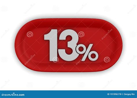 Button With Thirteen Percent On White Background Isolated 3d