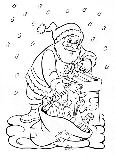 Santa Climbing Down Chimney Tinkerbell Coloring Pages Santa Coloring