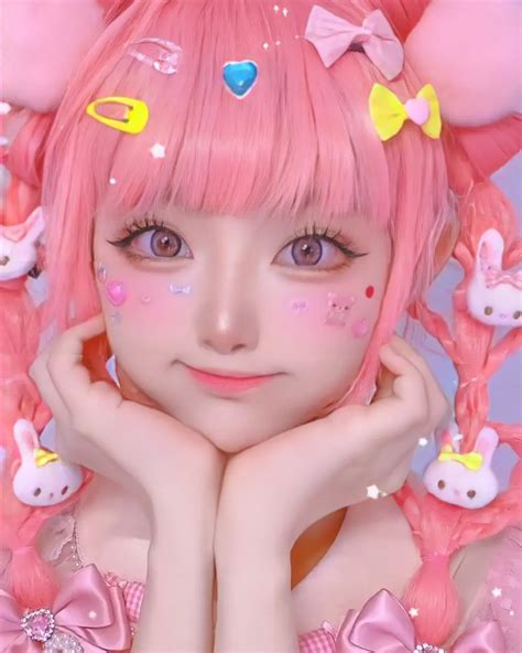 y2k art kawaii makeup anime girl pink kawaii cosplay cyberpunk city japanese graphic design