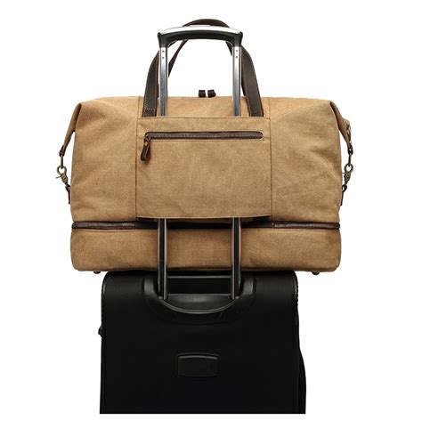 Woosir Canvas Weekender Bag With Bottom Shoe Compartment Canvas
