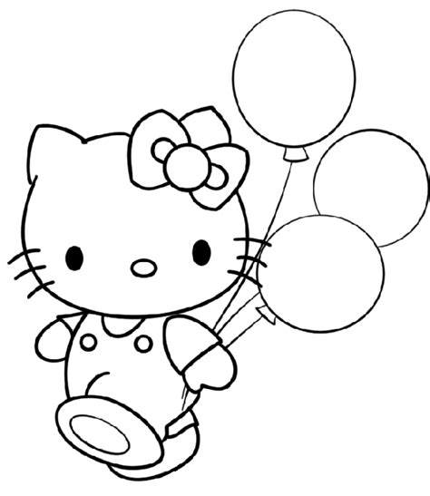 Disegni da colorare hello kitty hello kitty e mimmi white. Stampa disegno di Hello Kitty coi Palloncini da colorare