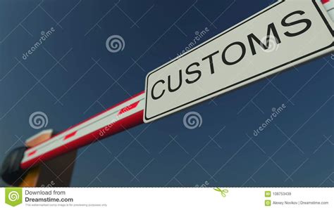 3d Customs Sign Board With Shipping Cartons Stock Photography