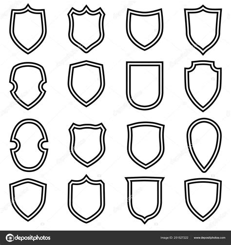 Shield Shape Icons Set Circuit Label Signs Isolated On White Background Symbol Of Protection