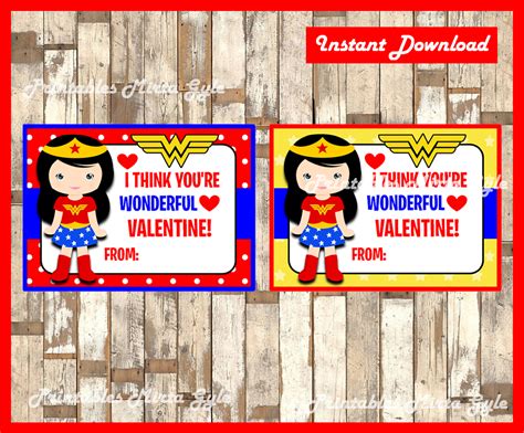wonder woman valentine cards superhero valentines printable valentine