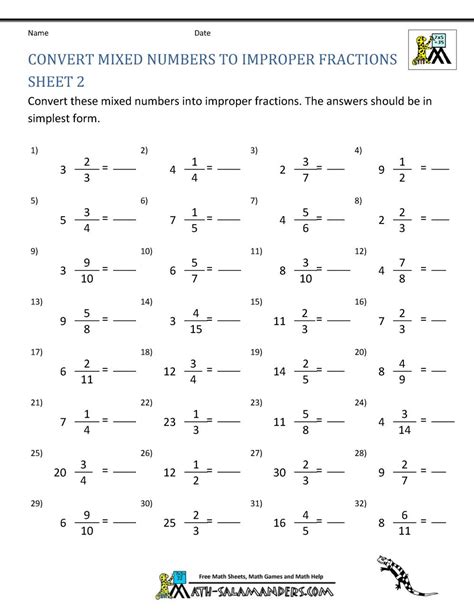 Math Worksheets Adding Mixed Numbers