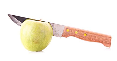 Knife In Apple Isolated Stock Image Image Of Green Healthy 12336695