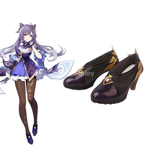 genshin impact keqing purple cosplay shoes winkcosplay