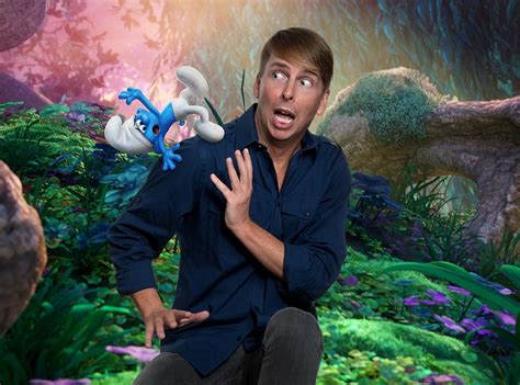 Jack Mcbrayer And Clumsy Smurf From Smurfs The Lost Village Stars