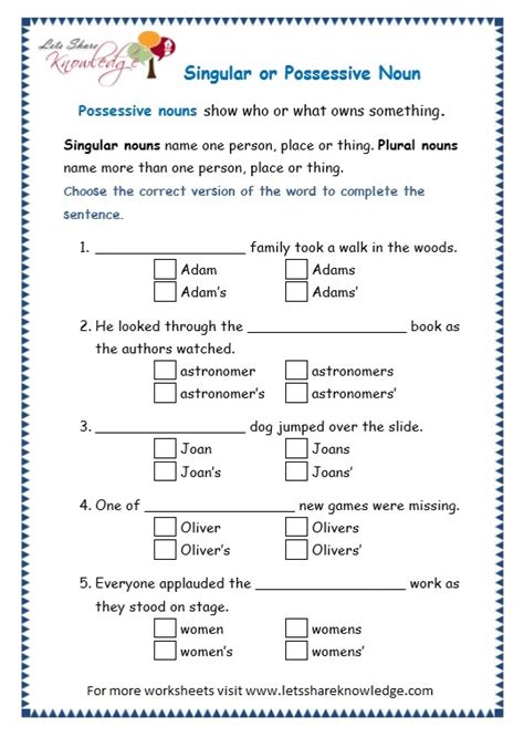 Language arts practice sheets ©tiny teaching shack please read © 2015 tiny teaching shack: Possessive Nouns Games 1St Grade : Possessive Nouns ...