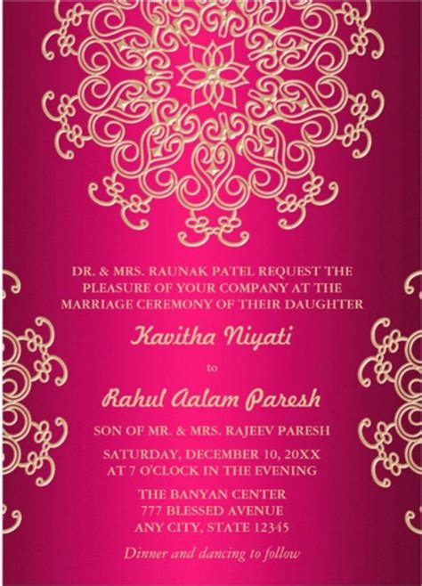 Indian Wedding Card Template Awesome Free Indian Wedding Invitation