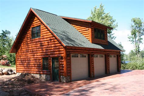 Log Cabin Garage With Lofts Garage With Hand Scribe Log Siding There