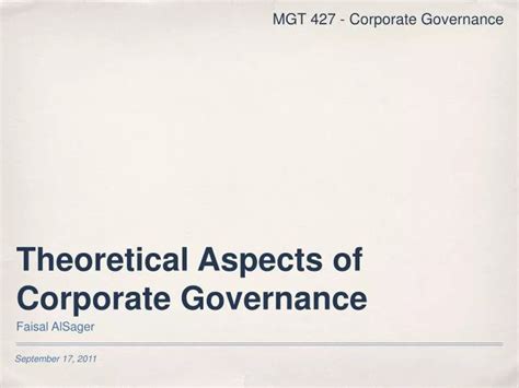 Ppt Theoretical Aspects Of Corporate Governance Powerpoint