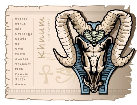 khnum dios creador en el antiguo mundo egipcio vector premium