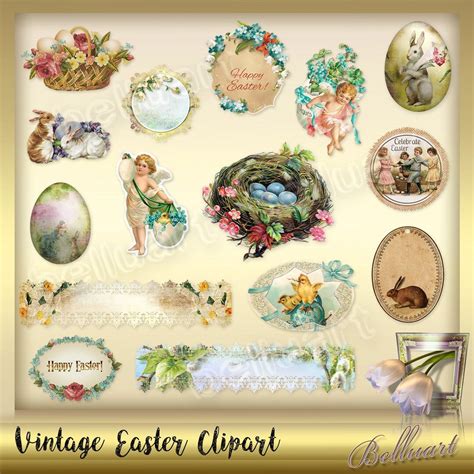 10 Vintage Easter Clipart Easter Clipart Nostalgie Clipart Etsy