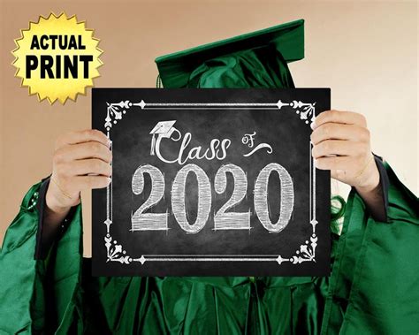 Class Of 2020 Graduation Sign Printed Chalkboard Graduation Etsy