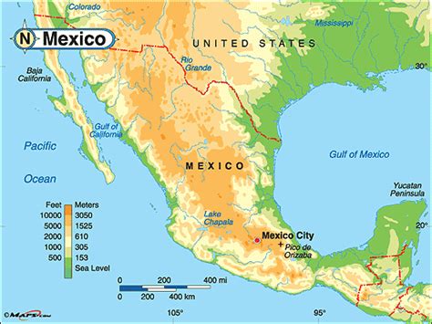 Mexico Physical Map By From Worlds Largest Map Store