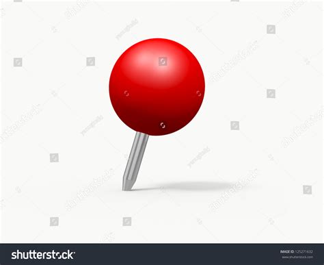 Red Sphere Shaped Push Pin Isolated On White Background Stock Photo
