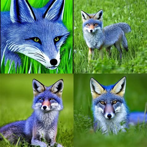 Blue Fox On A Field Of Green Grass Stable Diffusion Openart