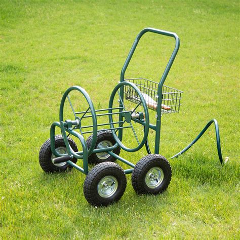 Official Glitzhome 3445h Green Garden Hose Reel Cart With Wheels