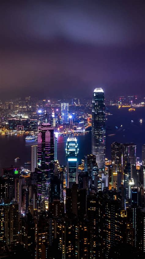 2160x3840 Hong Kong Skyscrapers At Night City Night View Hd Phone