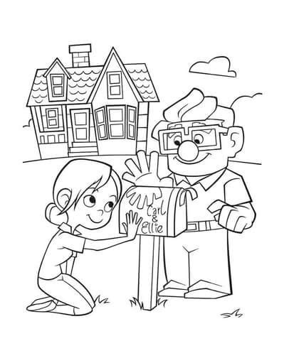 922.79 kb, 2400 x 3100. Carl And Ellie Mailbox Coloring page | Up dibujos, Páginas ...