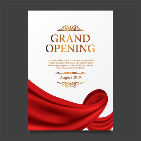 Grand Opening Ceremony Red Silk Ribbon Poster Banner 1750804 Vector Art