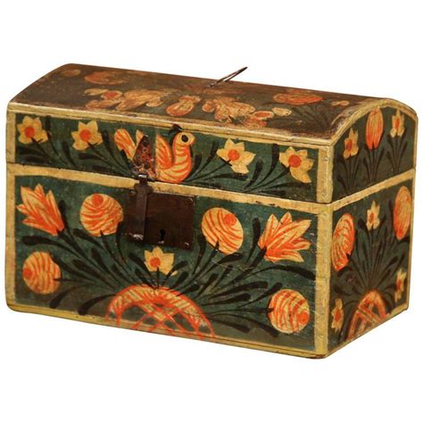 18th Century French Painted Trunk With Birds And Flowers From Normandy