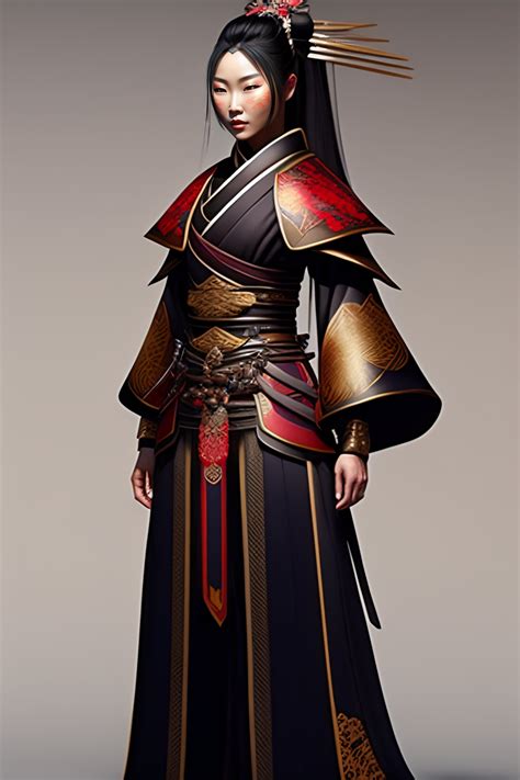 lexica concept art of a beautiful samurai woman fantasy samurai armor kimono trousers just