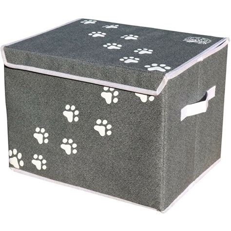 Dog Toys Storage Box With Lid Foldable Cat Pet Toys Storage Basket Bin