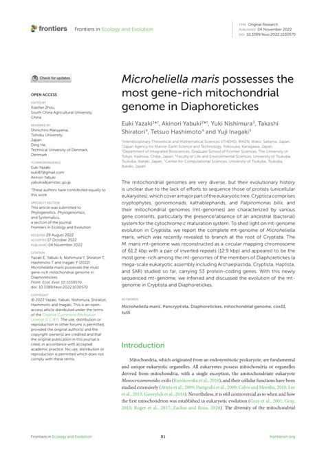 pdf microheliella maris possesses the most gene rich mitochondrial genome in diaphoretickes