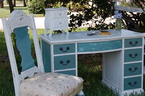 Shabby Chic Furniture Vintage Hand Painted Desk And Chair This Pair