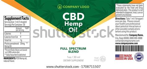 Cbd Oil Bottle Label Template Design Stock Vector Royalty Free