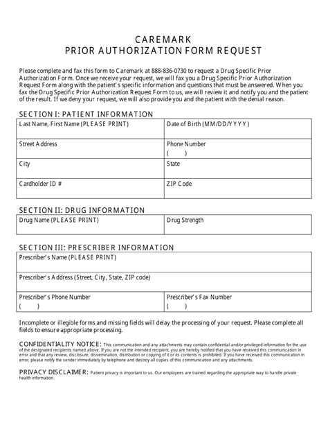 Printable Medical Prior Authorization Form Template
