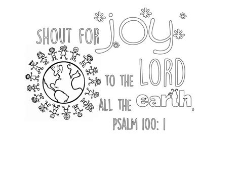 Colouring Page For Psalm 1001 Shout For Joy To The Lord All The