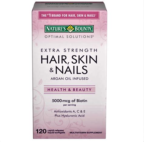 Natures Bounty Biotin Hair Skin And Nail Vitamins Softgels 120 Count