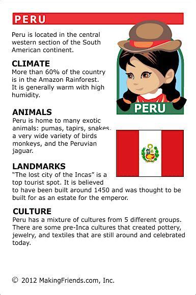Facts About Peru World Thinking Day Geography For Kids Country Studies