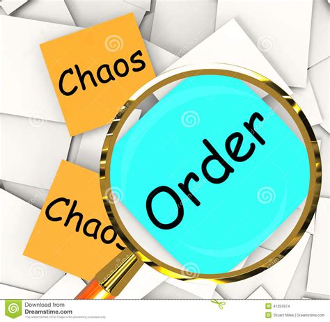 Chaos Order Post It Papers Show Disorganized Or Ordered Stock