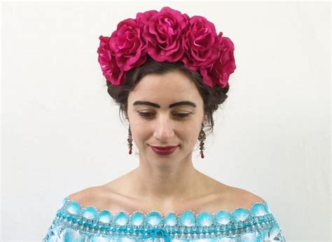 pink rose flower crown headband mexican headpiece pink rose crown fuchsia pink rose flower